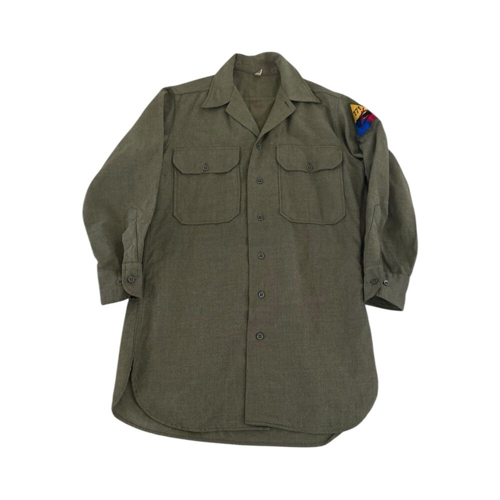 Vintage WWII US Military Uniform Shirt Mens wool Field Shirt Size 32 14
